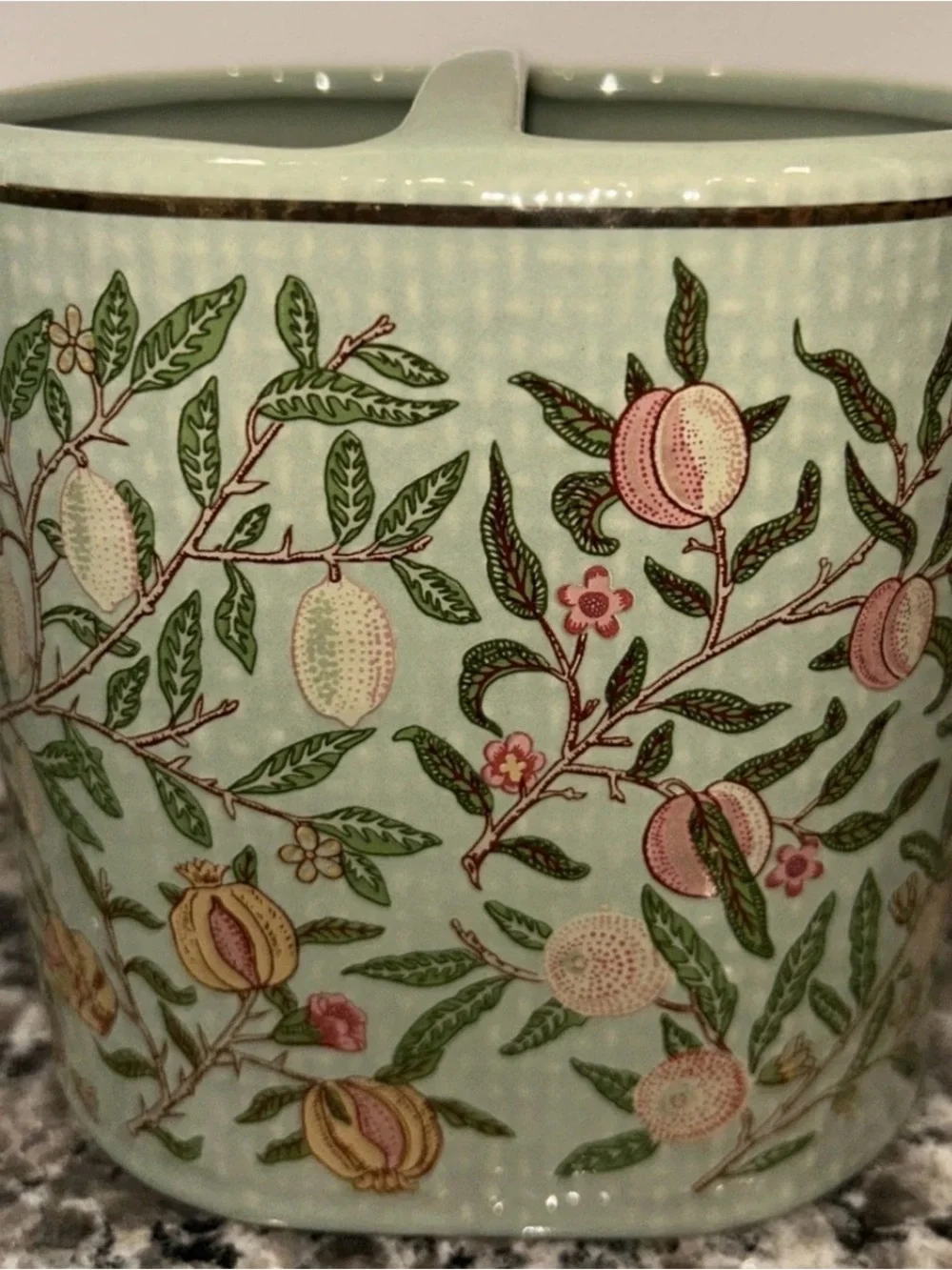 MORRIS & CO. Green Floral Fruit Textured Oval Toothbrush Toothpaste Holder NEW